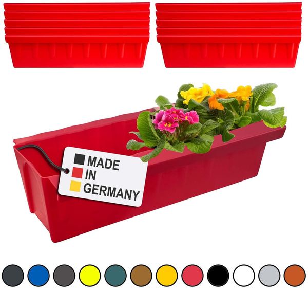 Hossi's Wholesale 10 Euro-Paletten Blumenkästen-Einsätze | mit Hängesystem zum Einhängen | 37,3cm Rot | Pflanzkasten für Europalette Palette | Balkonkasten | Blumentopf | extrem stabil