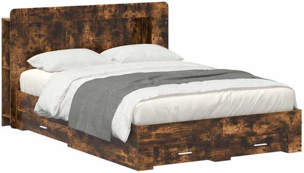 vidaXL Bettgestell mit Stauraum Geräucherte Eiche 150 x 200 cm 3433881