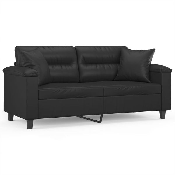 vidaXL 2-Sitzer-Sofa mit Zierkissen Schwarz 140 cm Kunstleder 3200988 Bild 2
