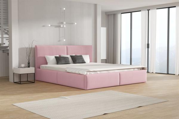 Polsterbett Doppelbett BERGEN Komplettset 160x200cm Stoff Magic Velvet Rosa
