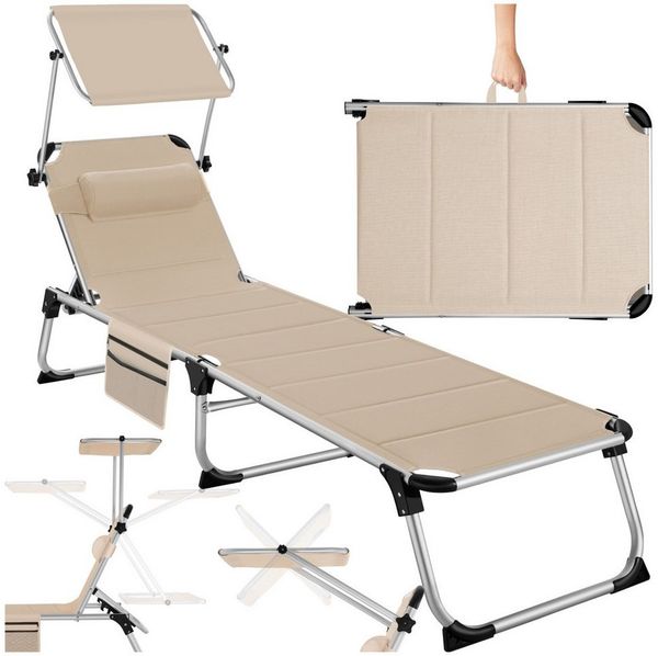 tectake Gartenliege Sonnenliege, 1, 1 St, 1tlg, gepolstert, klappbar