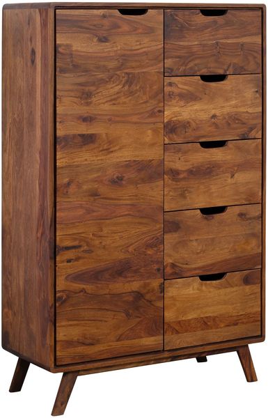 Highboard Sheesham 90x40x145 walnuss gewachst MALMÖ 2 #109