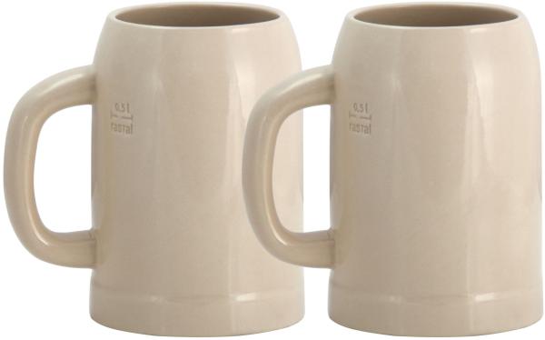 2er Set Grenzauer-Bierkrug Humpen 0,5 Liter mit Eichstrich Steinkrug 500ml 50cl