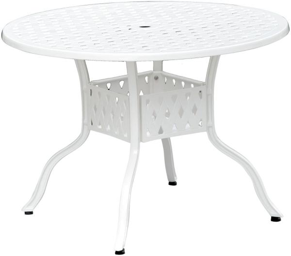 Inko Gartentisch Alu-Guss weiß Tisch Terrassentisch Ø 106 cm