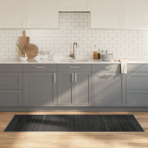 vidaXL Teppich Rechteckig Grau 70x200 cm Bambus 376874