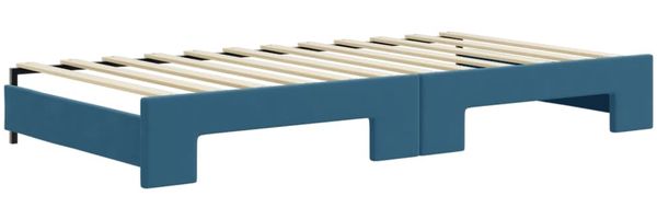vidaXL Tagesbett Ausziehbar mit Matratzen Blau 100x200 cm Samt 3196721 Bild 5