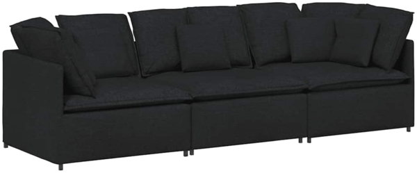 vidaXL Modulares Sofa mit Kissen Stoff Schwarz 3321269