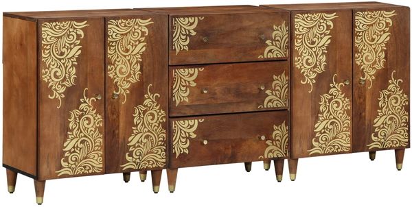 vidaXL Badezimmerschrank-Set mit Schubladen 3 pcs Honigbraun und Gold 3310146