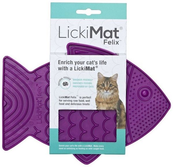 LickiMat Antischlingnapf Schleckmatte aus Naturgummi für Katzen - lila, mikrowellengeignet