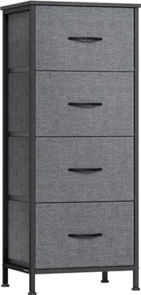 SONGMICS Kommode, Schrank, 4 Stoffschubladen, für Schlafzimmer, Flur, Wohnzimmer, grau