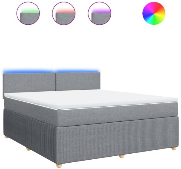 vidaXL Boxspringbett mit Matratze Hellgrau 180x200 cm Stoff 3289828