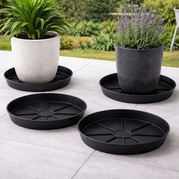 Koopman Blumentopfuntersetzer Untersetzer Topfuntersetzer Ø29cm Kunststoff Schwarz 4er Set, 4-tlg, Kunststoff, In- & Outdoor, 4 Stück, 4 cm hoch