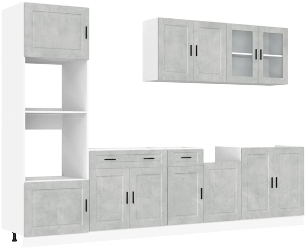 vidaXL 7-tlg. Küchenschrank-Set Kalmar Betongrau Holzwerkstoff 3314755