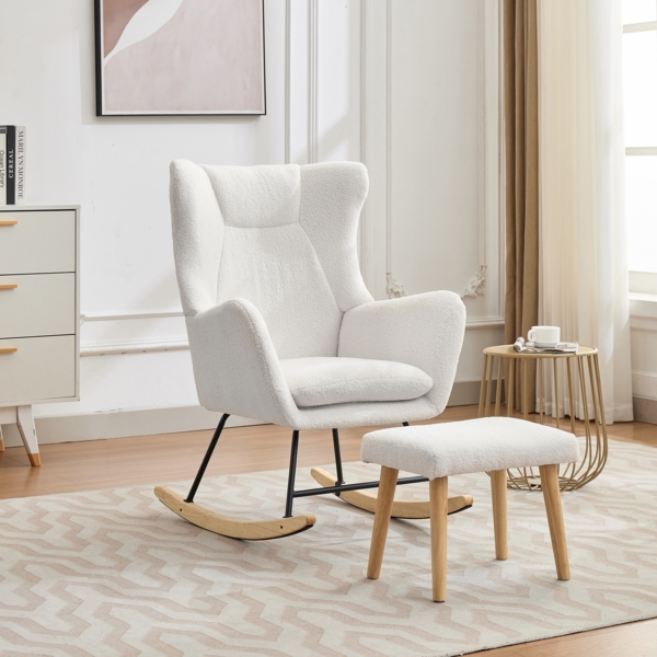 OKWISH Schaukelstuhl inklusive Fußhocker (Schwingsessel, Relaxsessel, 1 St), mit Hoher Rückenlehne