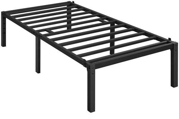 Yaheetech Bettgestell, Metallbett Modern Jugendbett mit Lattenrost, Metall Schwarz, 90 x 200 cm