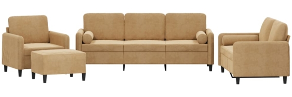 vidaXL 4-tlg. Sofagarnitur mit Kissen Braun Samt 3201971