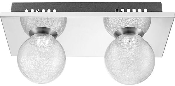LED Deckenlampe, Chrom, Glaskugel-Design, silber, L 30 cm