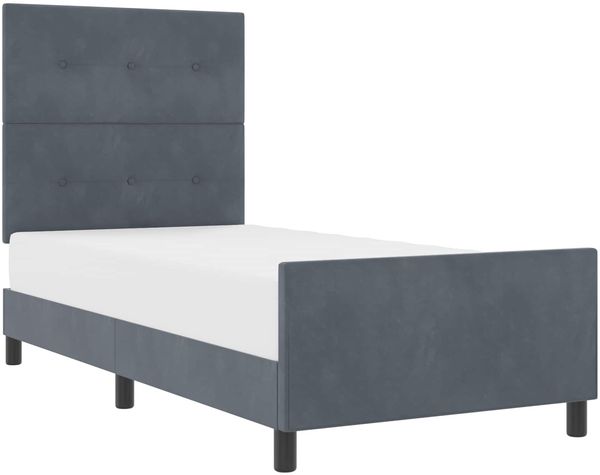 vidaXL Boxspringbett mit Kopfteil Dunkelgrau 90 x 200 cm Samt 3344916 Bild 2