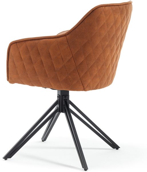 Armlehnstuhl >Emma< (2er-Set) drehbar, braun mit Leder, Gestell schwarz - 59x82x62 (BxHxT) Bild 9