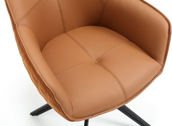 Armlehnstuhl >Emma< (2er-Set) drehbar, braun mit Leder, Gestell schwarz - 59x82x62 (BxHxT) Bild 4