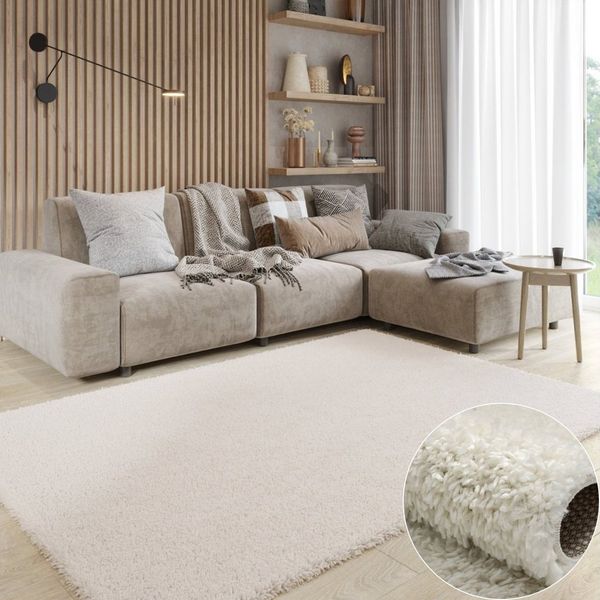 Wohnando Teppich MY-RUG Hochflorteppich Shaggy Star 90x60cm, rechteckig, Höhe: 38 mm, einfarbig, leicht glänzend, extra flauschig