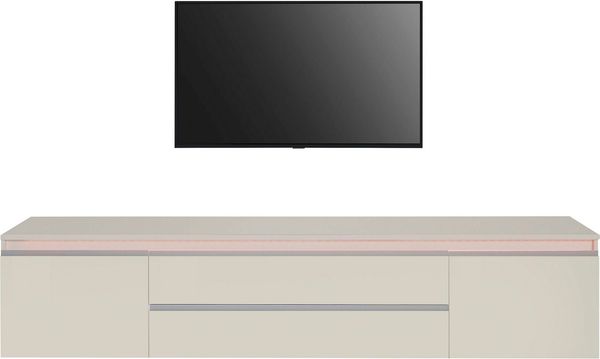 Home affaire Lowboard Magic,Lowboard,TV-Kommode,TV-Möbel,TV-Bank, Alugriff,2Türen,2 Schubkästen, Höhe 55 cm, B/T 240×40 cm,kaschmir matt