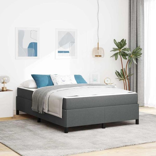 vidaXL Boxspringbett Dunkelgrau 140 x 200 cm Stoff 3398865