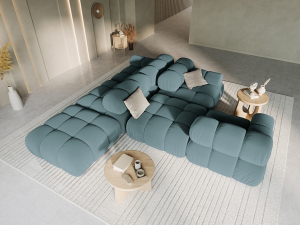Micadoni Modulares Sofa Bellis 4-Sitzer Rechts Samt Bluvel Türkis Bild 8