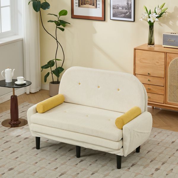 Multiform Sofa 3in1,Sofa-Bett verstellbar,Velours Sofa mit Nackenkissen,Metallrahmen,ergonomisch,zerlegbar,Gästebett,Lounge Sessel,Beige