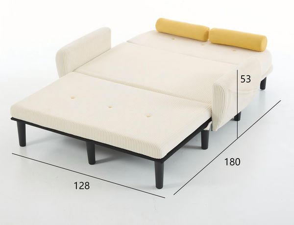 Multiform Sofa 3in1,Sofa-Bett verstellbar,Velours Sofa mit Nackenkissen,Metallrahmen,ergonomisch,zerlegbar,Gästebett,Lounge Sessel,Beige Bild 10