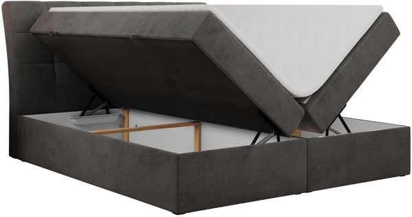 Boxspringbett Polsterbett mit Multipocket-Matratze und Topper - DIEGOS - 200x200cm - Dunkelgrau Velours - H3 Bild 4