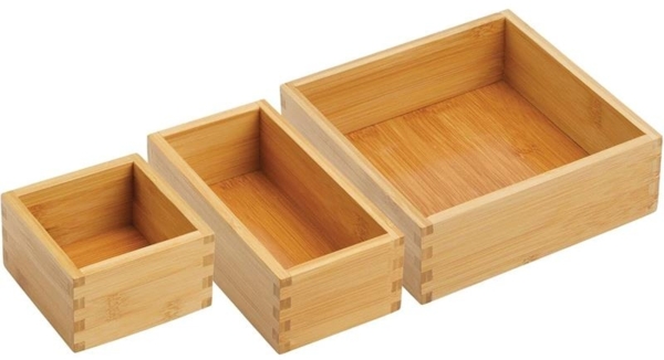 Schubladeneinsatz Aufbewahrungskisten Besteckbox mDesign 3er Set Bambus Natur