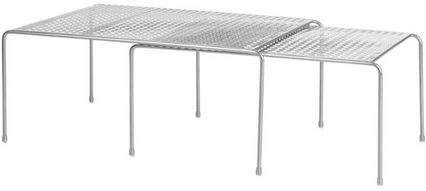 Küchenregal Geschirrablage ausziehbar Organizer Küche mDesign 2-teilig Silber