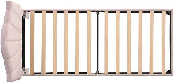 Polsterbett 90x200 cm aus Samt mit verstellbarem Kopfteil und goldenen Metallbeinen – Muschel‑Design mit Unterbett‑Stauraum Bild 9