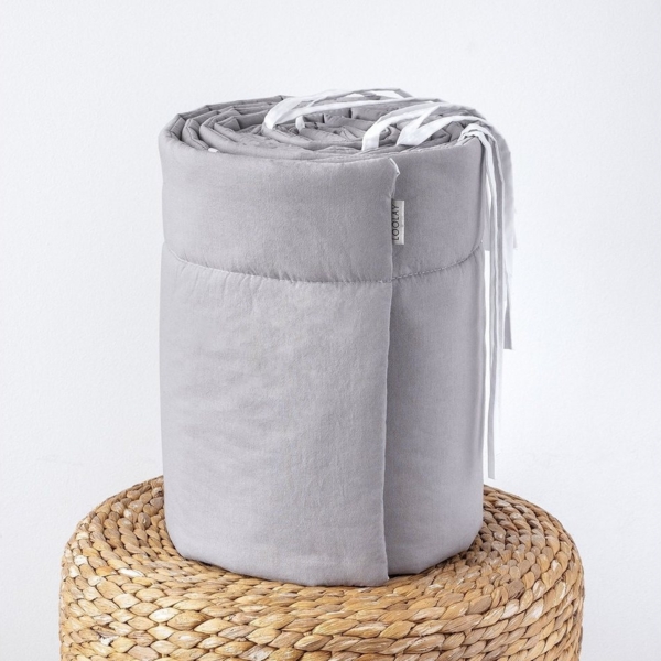 Loolay Bettnestchen 100% GRAU BIO-Baumwolle Atmungsaktives Babybett BETTUMRANDUNG, (Umrandung Kopfschutz Bettschlange 420, 360, 210, 180 x 30cm, Babyausstattung Baby und Neugeborene Premium GESCHENK), LOOLAY® - 100% Europäische Stoffe und Kleinserien-N... Bild 3