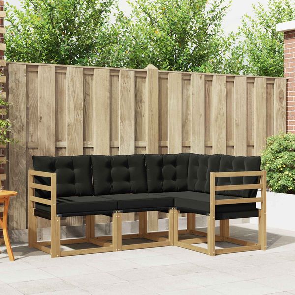 vidaXL Outdoor-Sofagarnitur mit Kissen 4 pcs Weiß und Schwarz 3389418