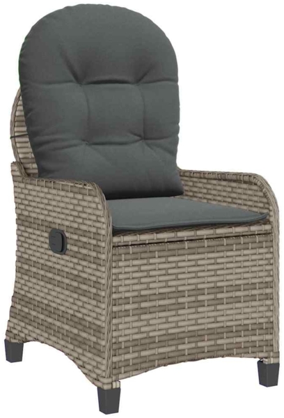 vidaXL Liegestuhl mit Kissen Grau 56 x 66 x 95 cm Poly-Rattan 42003419
