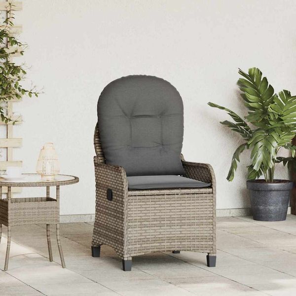 vidaXL Liegestuhl mit Kissen Grau 56 x 66 x 95 cm Poly-Rattan 42003419