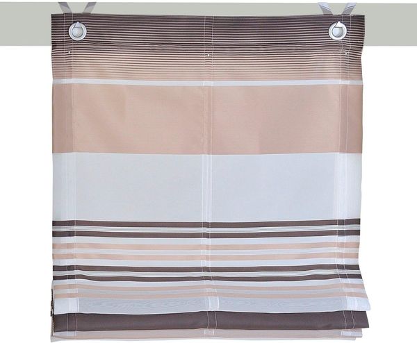 Kutti Raffrollo Jamaica, mit Hakenaufhängung, ohne Bohren, freihängend, halbtransparent, Polyester, gewebt, Streifen, mit Edelstahlhaken