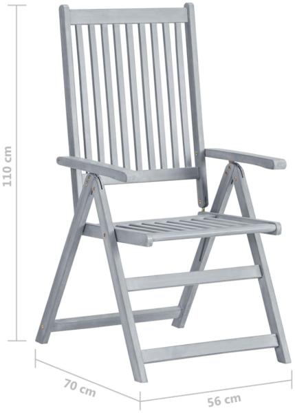 vidaXL Verstellbare Gartenstühle 2 Stk. mit Auflagen Massivholz Akazie 3064699 Bild 4