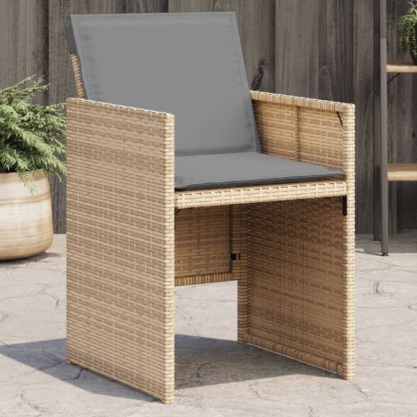 vidaXL Gartenstühle mit Kissen 4 Stk. Beigemischung Poly Rattan 4007441
