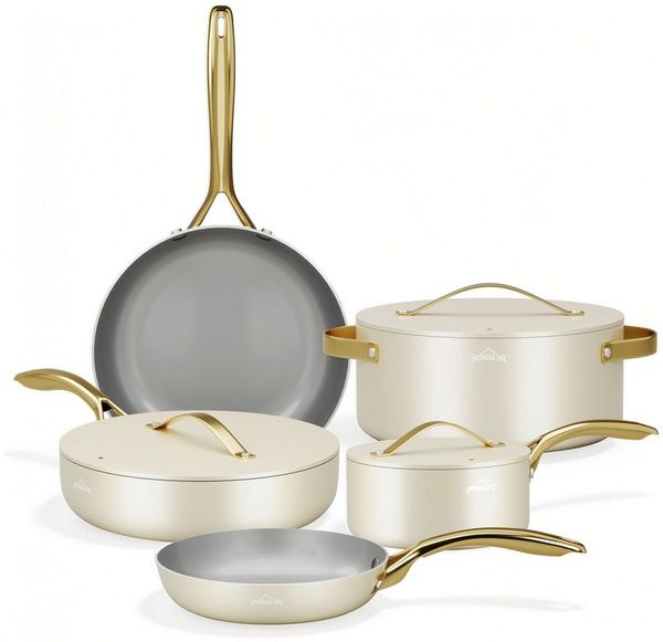 HOMELUX Topf-Set Induktions Töpfe Set, Aluminiumguss Kochtopfset mit Deckel, Aluminium (Set, 8-tlg, Töpfe Set mit Glasdeckel), Induktion