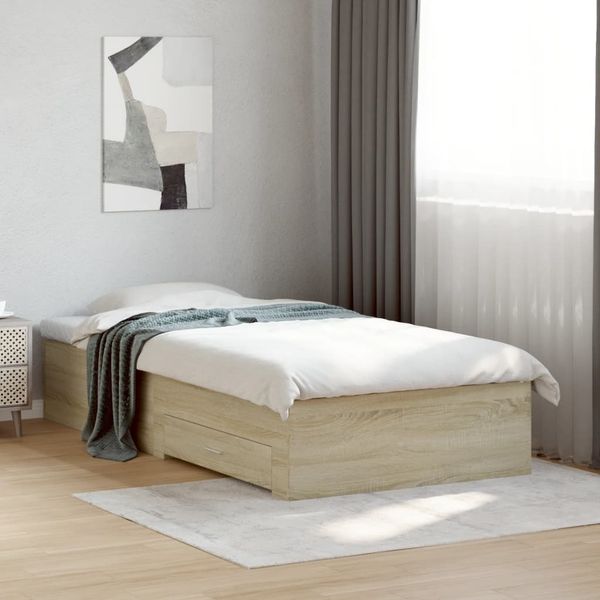 vidaXL Bettgestell mit Schubladen Sonoma-Eiche 75x190 cm Holzwerkstoff 3280442