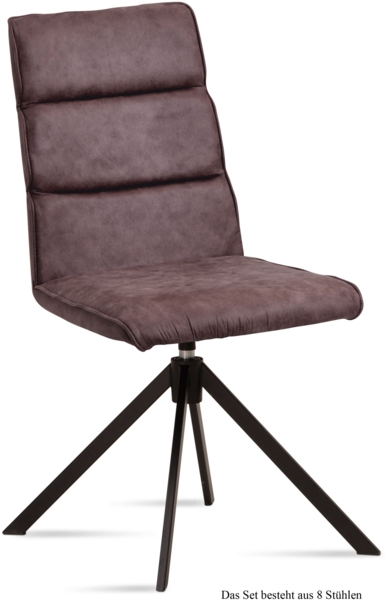Esszimmerstuhl drehbar (8er-Set) Deedea 47x92x60 Schwarz/Braun