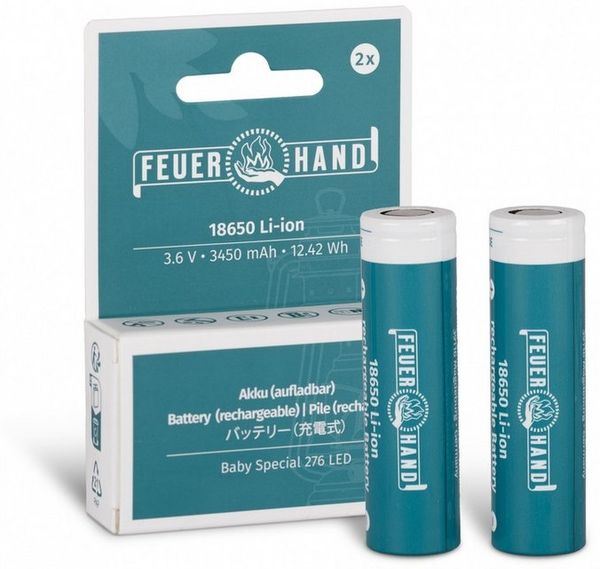 Feuerhand Gartenleuchte Feuerhand Li-Ion Akku für Baby Special 276 LED (2er Pack, 18650 –