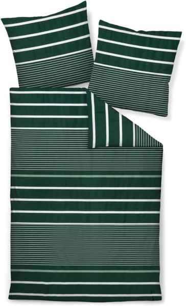 Janine Mako-Satin Bettwäsche 135x200,80x80 2 teilig J. D. 87105-06-500 jade waldgrün