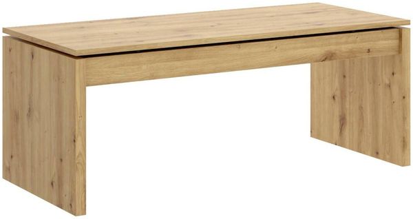 Dmora Audi-Couchtisch, Wohnzimmer-Zeitungsständer mit Ablagefach, niedriger hochklappbarer Couchtisch, 102 x 50 x 43 cm, Knot Oak