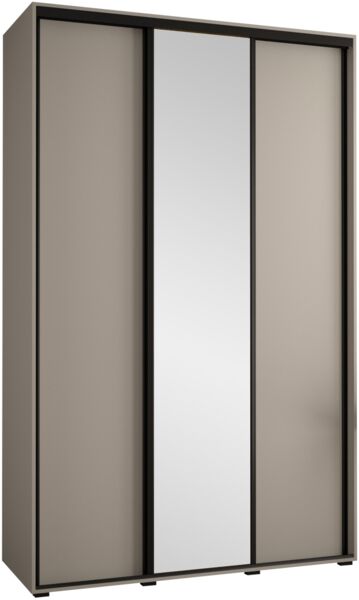 Kleiderschrank Dyzzer 3 150 cm mit 3 Schiebetüren, Frontspiegel, 2 Kleiderstangen (Farbe: Weiß) Bild 3