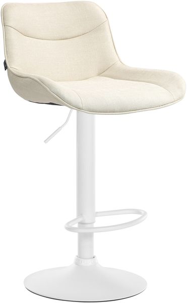 Barhocker RAGAD - Stoff Creme 49x51x85 cm Weiß | Barstuhl Höhenverstellbar Mit Lehne Drehbar Tresenhocker Tresenstuhl Kneipenhocker Kneipenstuhl