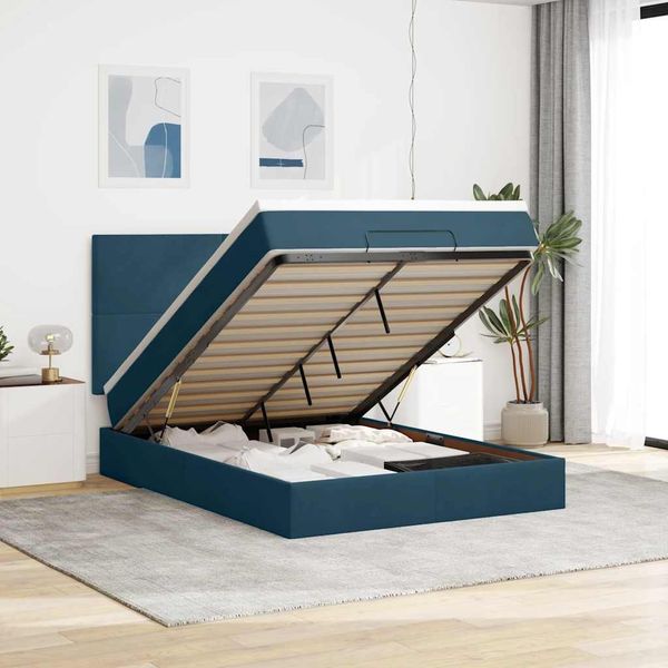 vidaXL Ottoman-Bett mit Matratzen Dunkelblau 140x190 cm Samt 3313401
